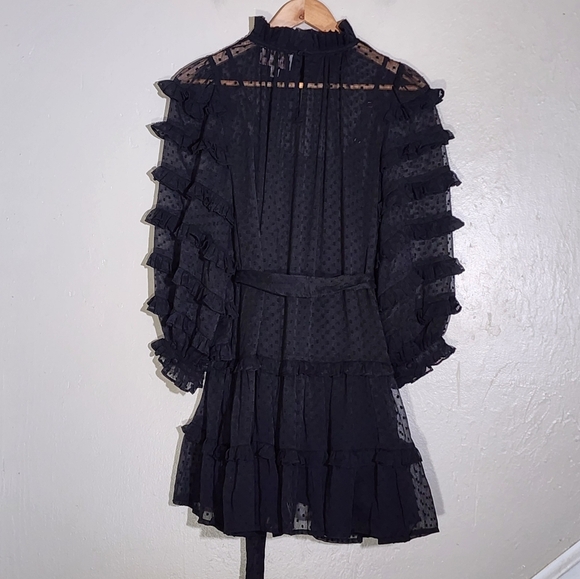 Cleobella Black Ruffled Long Sleeve Dress - Picture 3 of 5